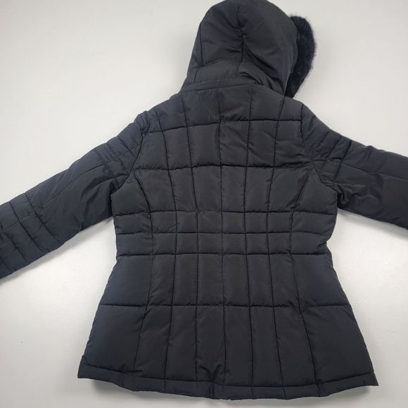 CK Hooded Puffer Jacket Full Zip Faux Fur Size Small - Picture 7 of 9